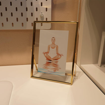 Gold Floating Frame Tabletop Shelf Photo Frames