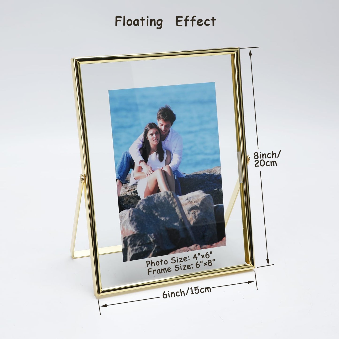 Gold Floating Frame Tabletop Shelf Photo Frames