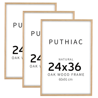 Oak Wood Picture Frame - Minimalist Poster Frame, Natural Solid Wooden Picture Frames for Wall Art Photo and Prints