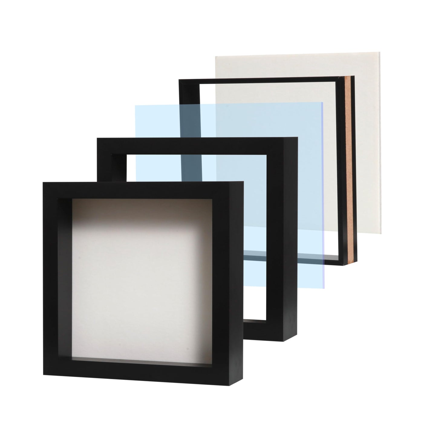 Wooden Shadow Box Frame – Display Case with Soft Felt Back, Memory Box with Tempered Glass, Elegant White Ball Push Pins