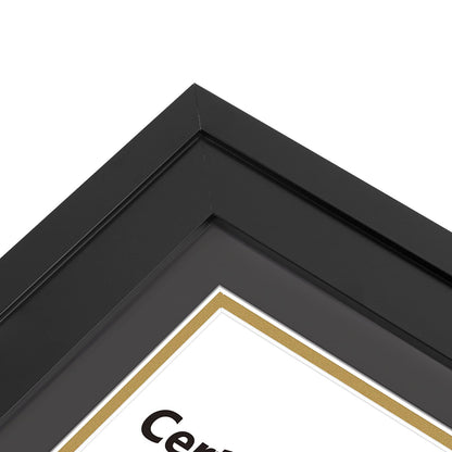 14x20 Double Diploma Frame, Black Frame to Display Double 8.5x11 Document, Solid Wood & Tempered Glass Protection