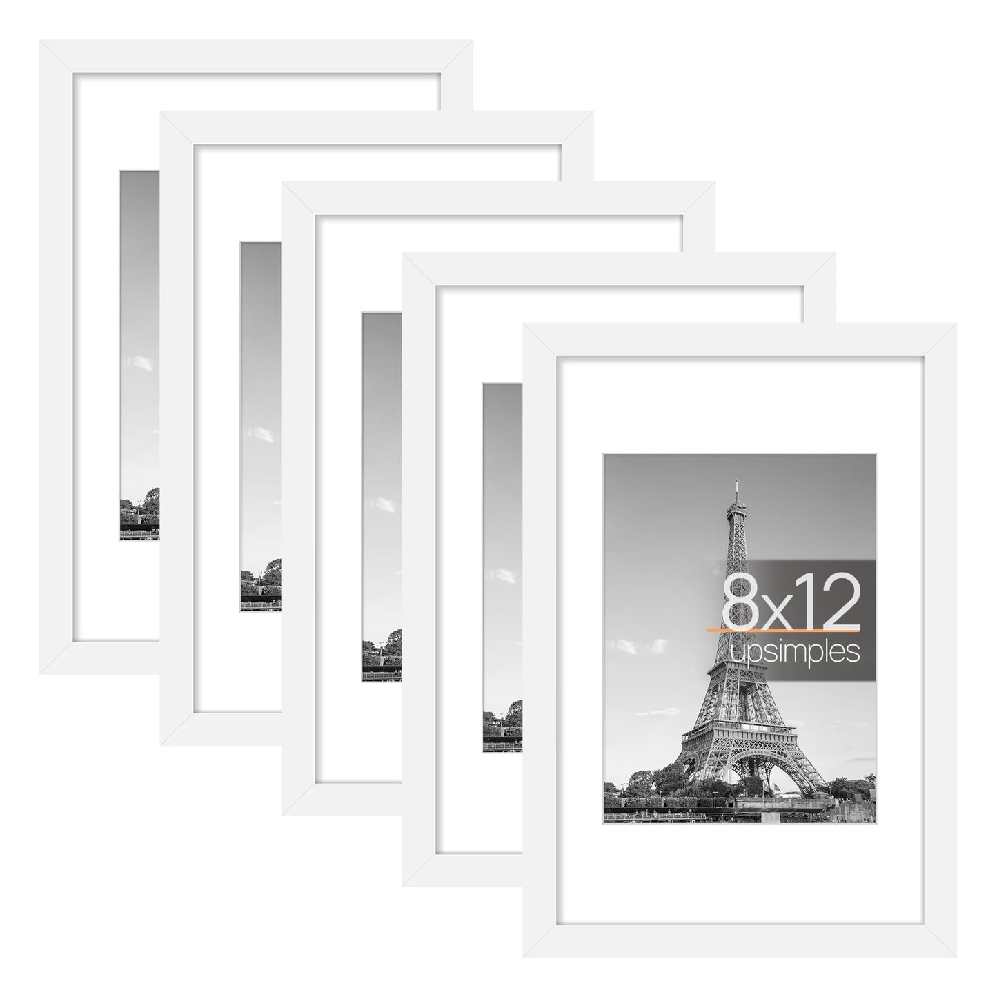 Picture Frame Set of 5, Display Pictures with Mat Without Mat, Wall Gallery Photo Frames