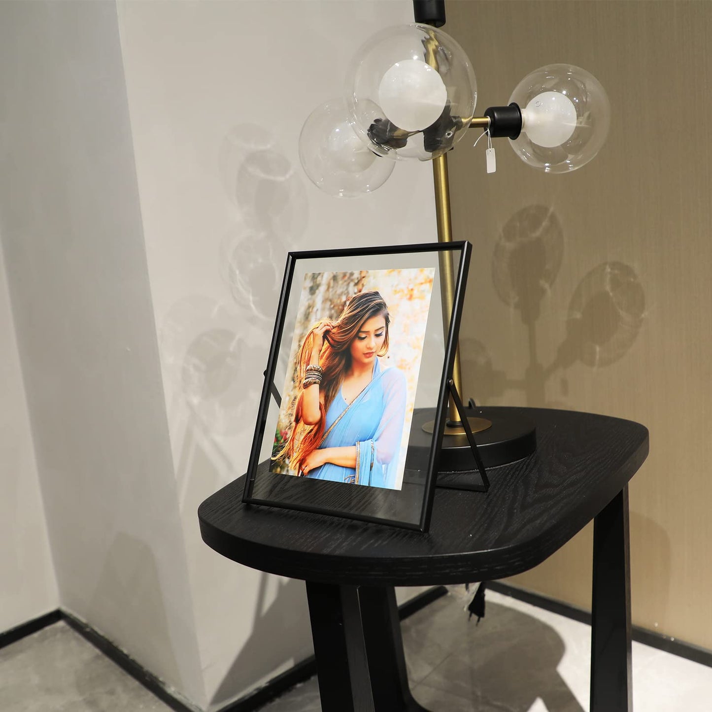 Gold Floating Frame Tabletop Shelf Photo Frames