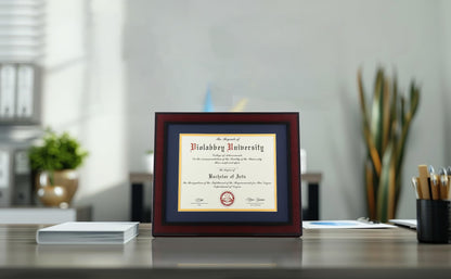 11x14 Diploma Frame with Double Mat for 8.5x11 Documents & Certificates, Smooth Cherry Wood Grain Finish, Wall Mounting & Tabletop Display, Tempered Glass