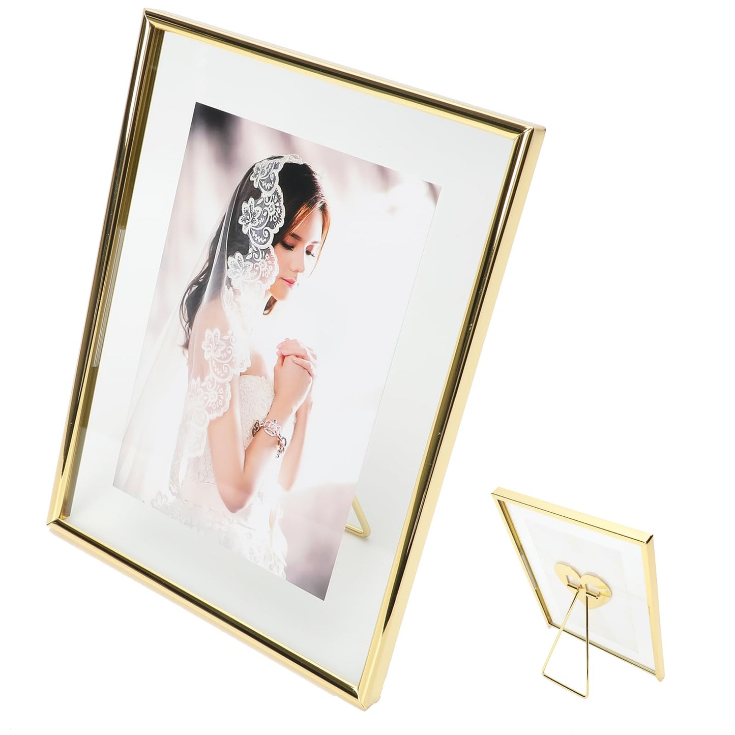 Gold Floating Frame Tabletop Shelf Photo Frames