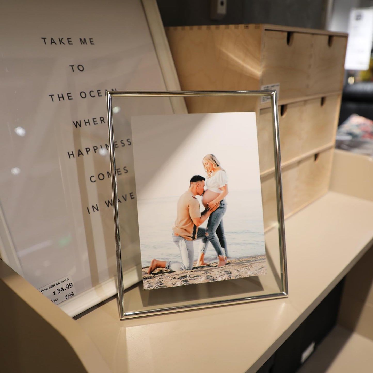 Gold Floating Frame Tabletop Shelf Photo Frames