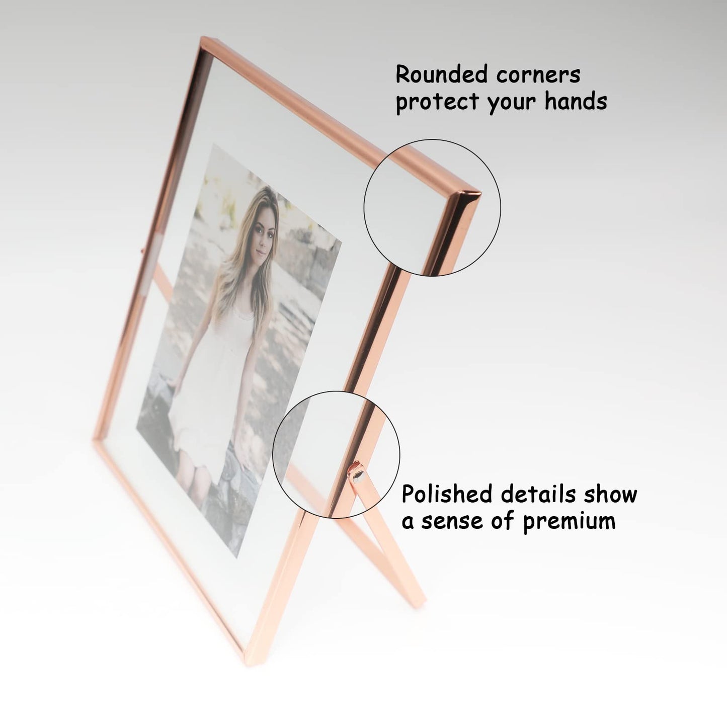 Gold Floating Frame Tabletop Shelf Photo Frames