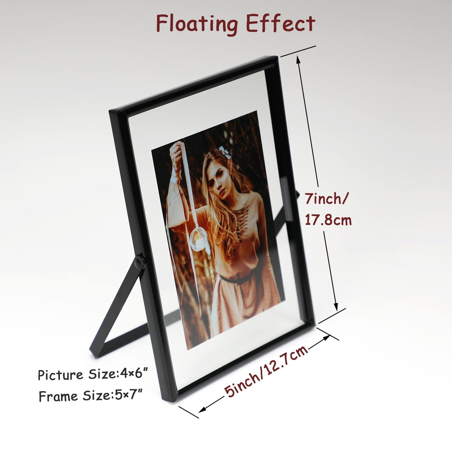 Gold Floating Frame Tabletop Shelf Photo Frames