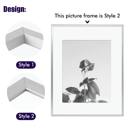 7 Pack Floating Frames for One 11x14, Two 8x10, and Four 5x7 Pictures. Aluminum Photos Frame for Wall Display