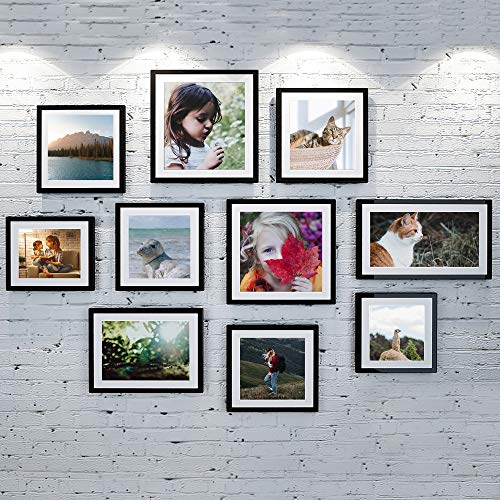 Picture Frame Set of 5, Display Pictures with Mat Without Mat, Wall Gallery Photo Frames