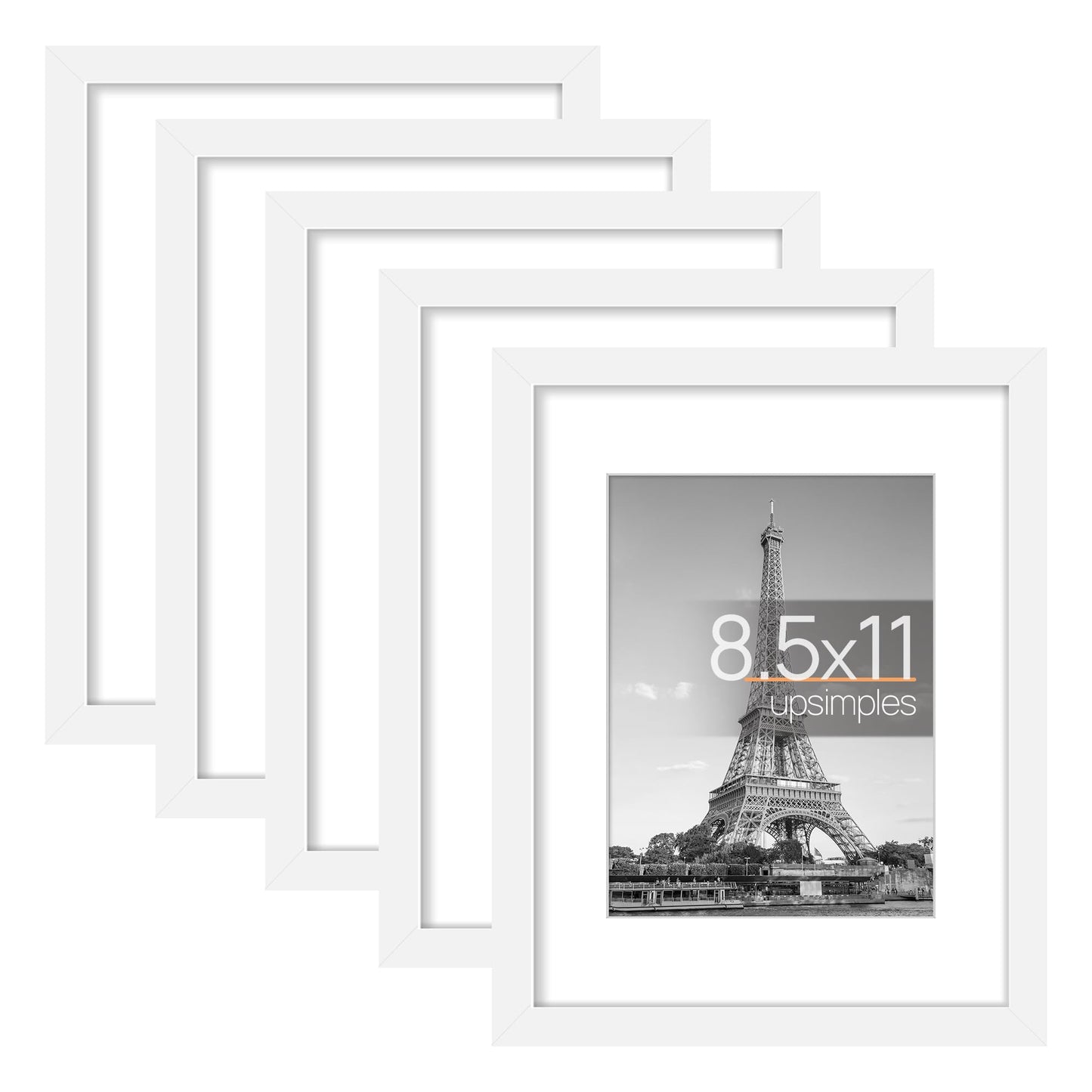 Picture Frame Set of 5, Display Pictures with Mat Without Mat, Wall Gallery Photo Frames