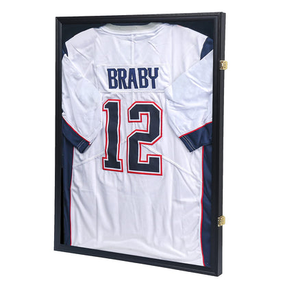 Jersey Display Frame Case - Large Lockable Frames Shadow Box with UV Protection for Baseball Basketball Football Soccer Hockey Sport Shirt Matte Finish