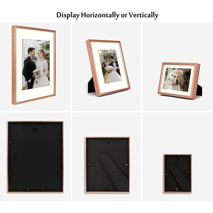 7 Pack Floating Frames for One 11x14, Two 8x10, and Four 5x7 Pictures. Aluminum Photos Frame for Wall Display