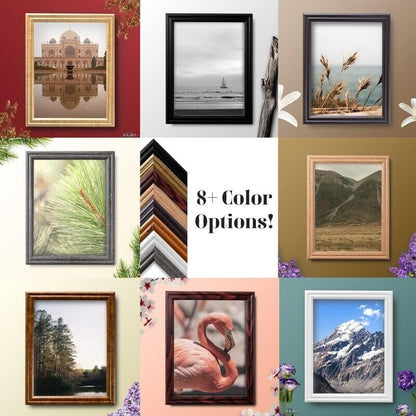 Traditional Style White Thin .75 Inch Wide, Solid Wood, Wall Decor Picture Poster Photo Frame