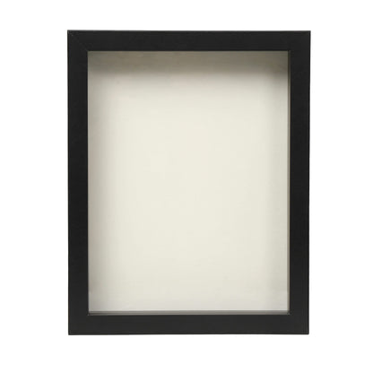 Wooden Shadow Box Frame – Display Case with Soft Felt Back, Memory Box with Tempered Glass, Elegant White Ball Push Pins