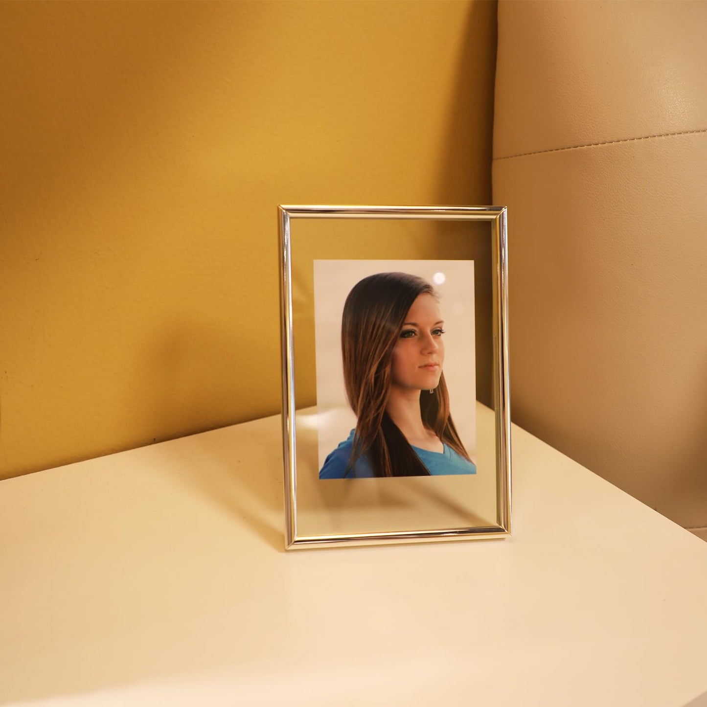 Gold Floating Frame Tabletop Shelf Photo Frames