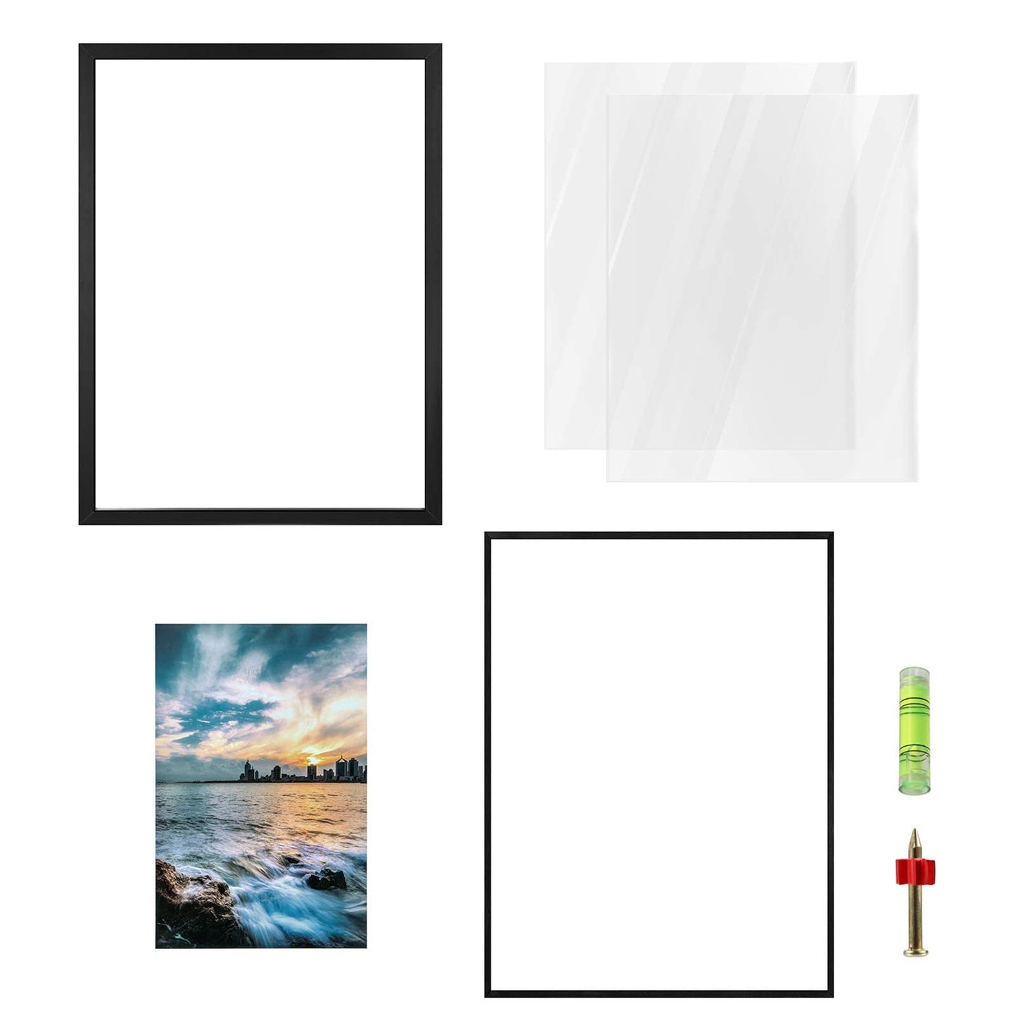 Floating Frame, Black Wood Double Glass Picture Display 11x14/16*20/18*24 Photos Plant or Petal Specimens for Wall Hanging - Mounting Kit Included