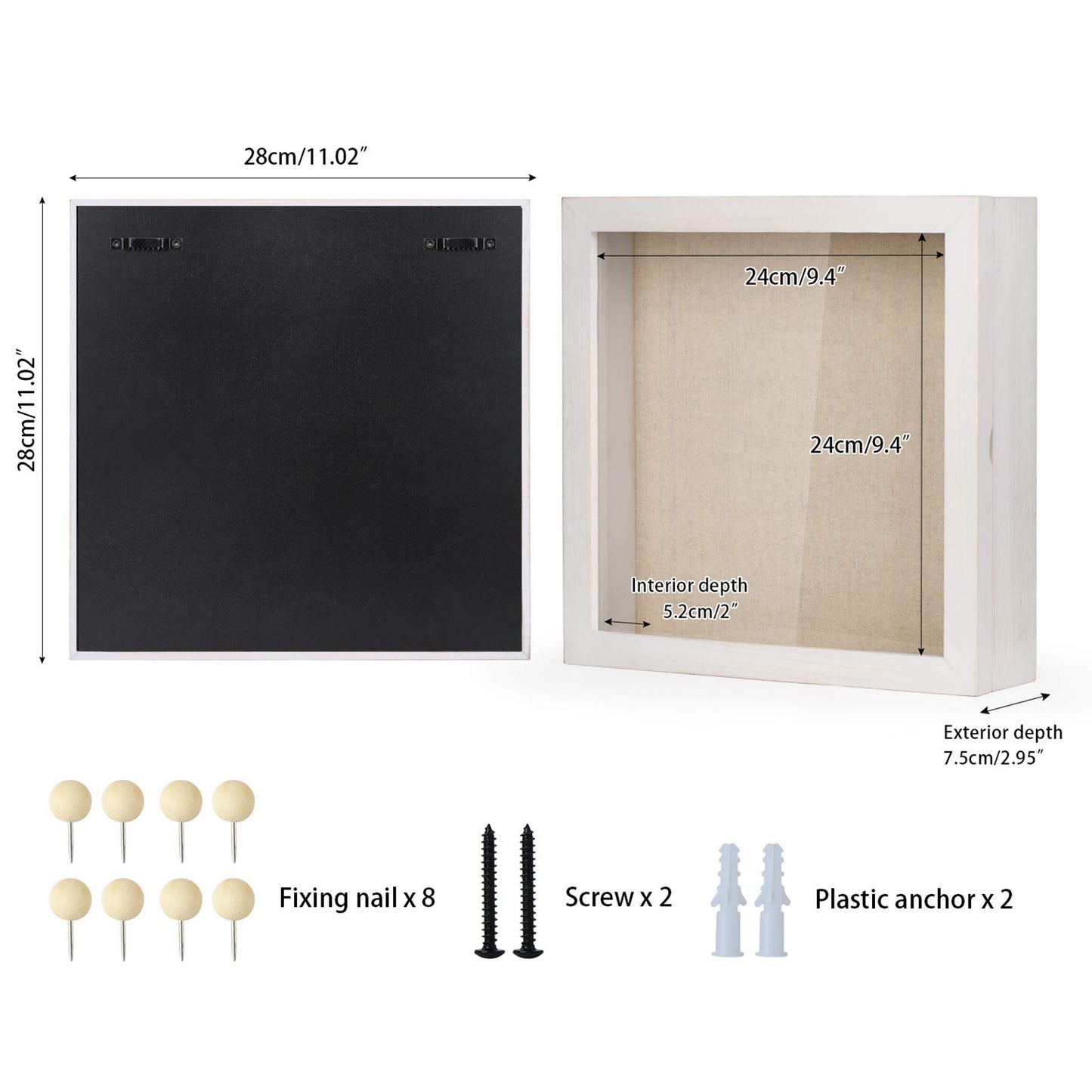 Shadow Box Display Case Picture Frame with Linen Back Wood Carbonized