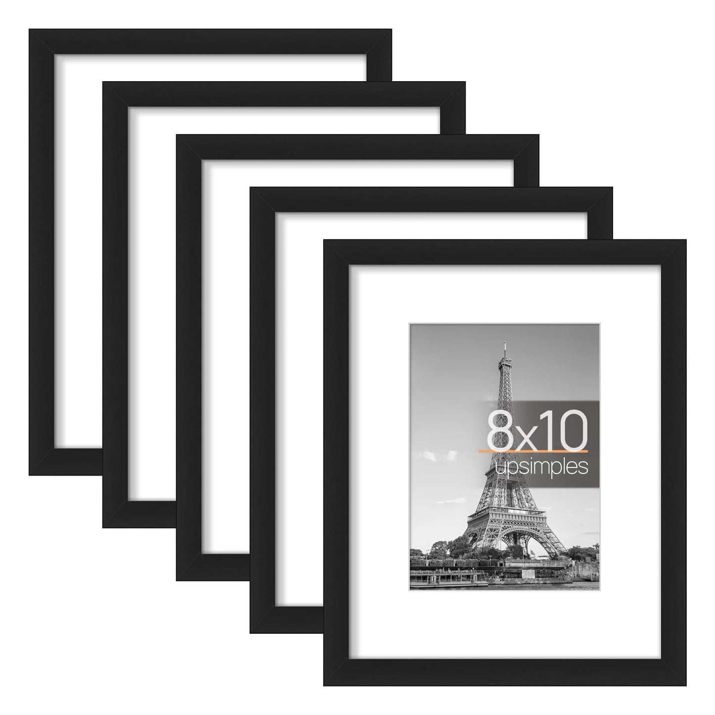 Picture Frame Set of 5, Display Pictures with Mat Without Mat, Wall Gallery Photo Frames