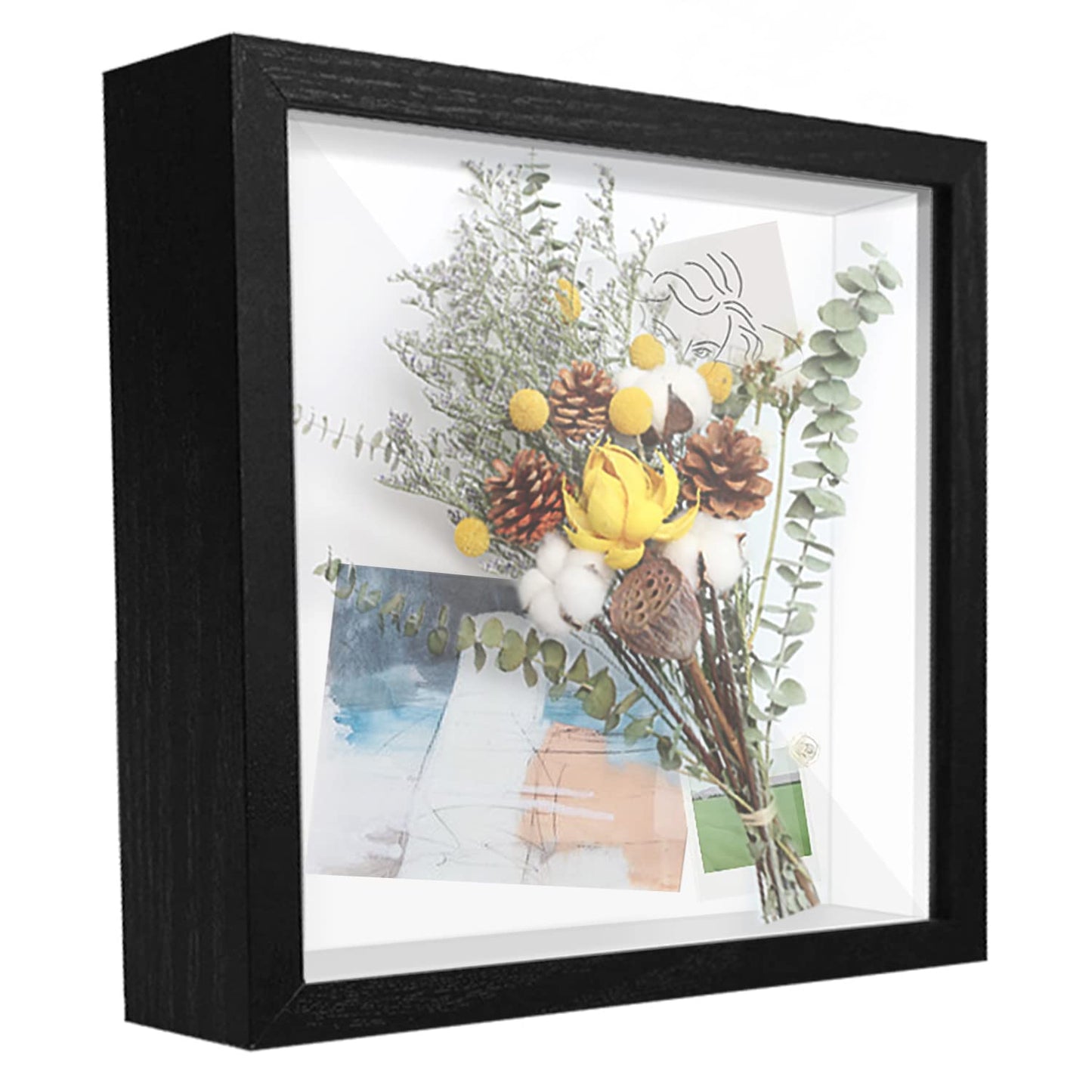 Shadow Box Frame Display Case with Letter Stickers, 3D Picture Frame, Display Case Box for Memorabilia, Baby Items, Wedding Memories, Crafts, Tickets and Photos