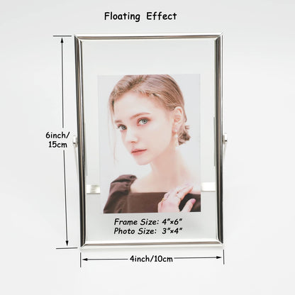 Gold Floating Frame Tabletop Shelf Photo Frames