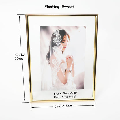 Gold Floating Frame Tabletop Shelf Photo Frames