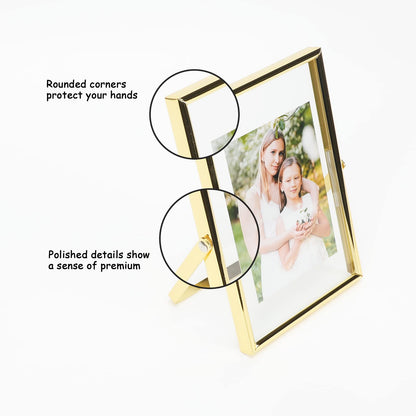 Gold Floating Frame Tabletop Shelf Photo Frames