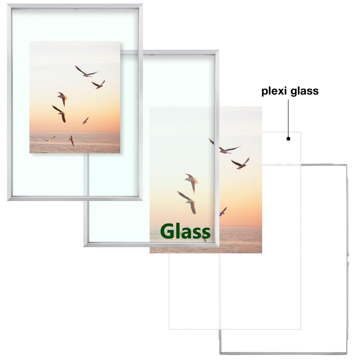 Floating Picture Frame 11x14 - Real Glass - for Wall Mount Displays