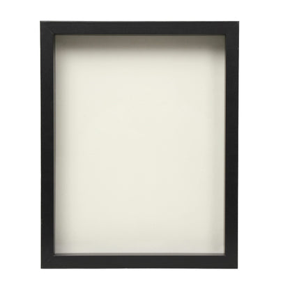 Wooden Shadow Box Frame – Display Case with Soft Felt Back, Memory Box with Tempered Glass, Elegant White Ball Push Pins