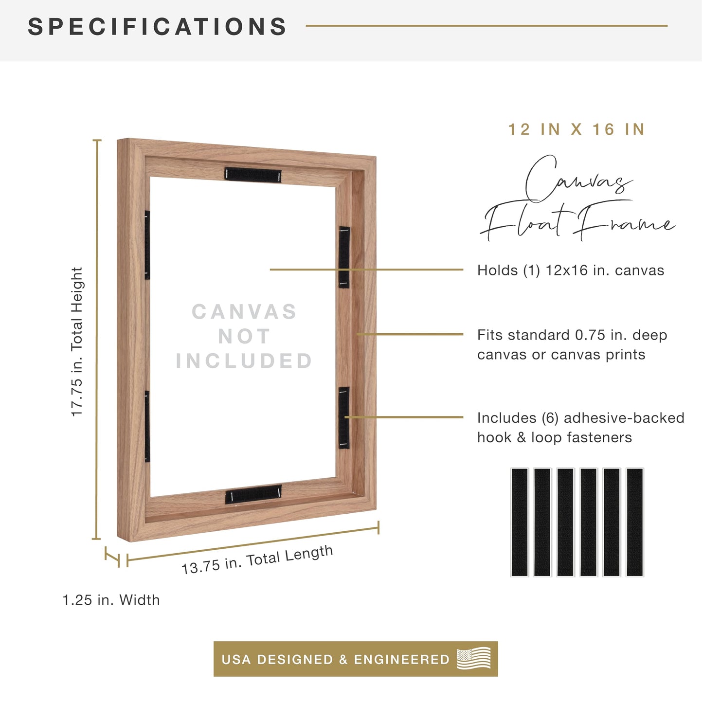 Floating Canvas Frame, Art Frames for Canvas Paintings with Adhesive Fasteners and Hanging Hardware