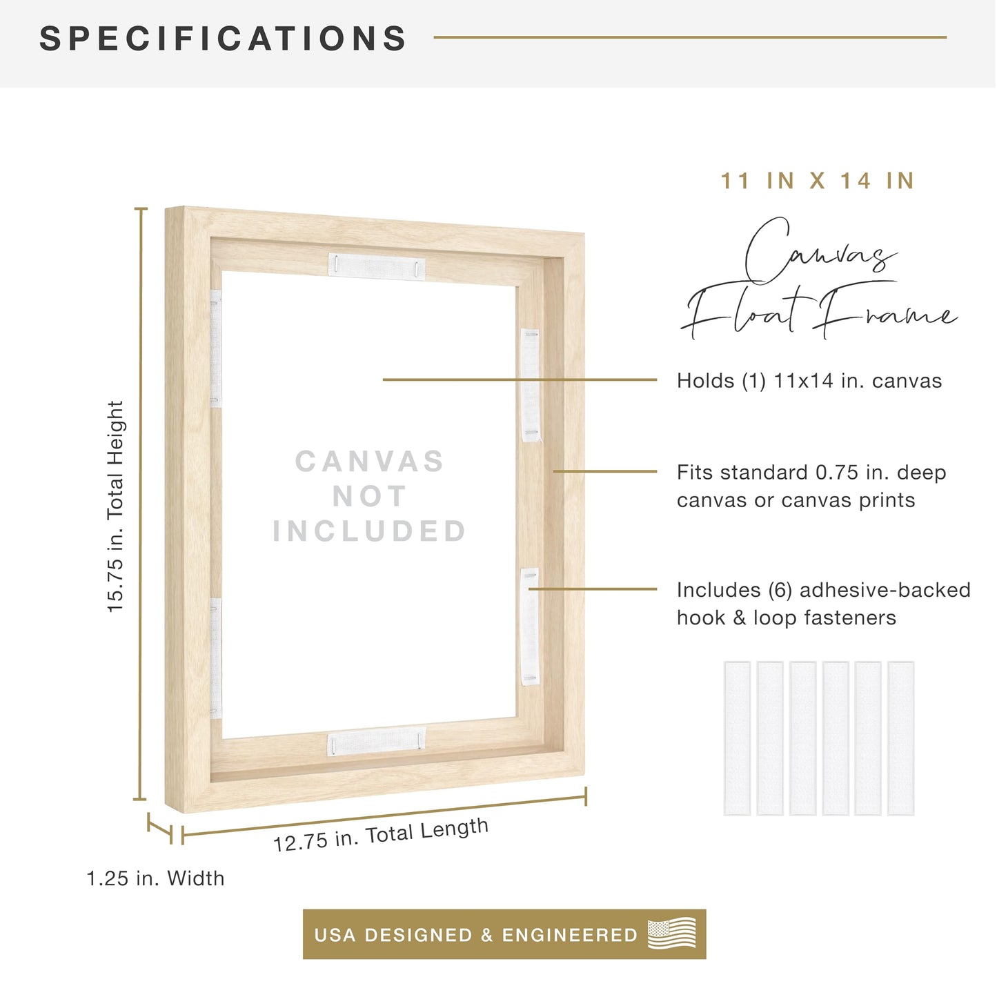 Floating Canvas Frame, Art Frames for Canvas Paintings with Adhesive Fasteners and Hanging Hardware