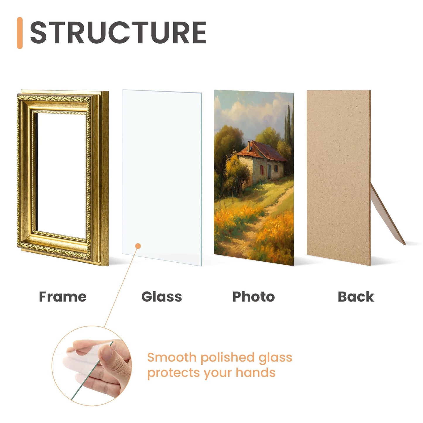 Picture Frame with Real Glass, 2 Pack Ornate Vintage Picture Frames for Wall or Tabletop Display