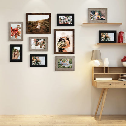 Picture Frame Set 10-Pack, Gallery Wall Frame Collage with 8x10 5x7 4x6 Frames in 3 Different Finishes