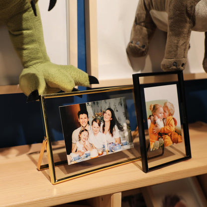 Gold Floating Frame Tabletop Shelf Photo Frames