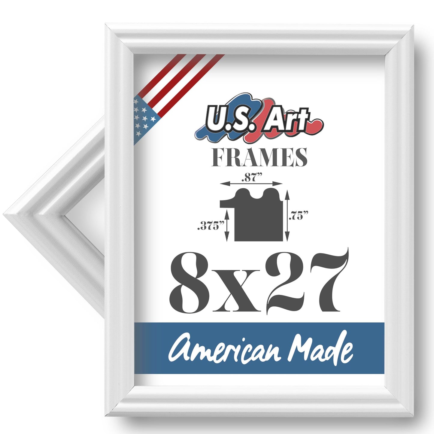 Traditional Style White Thin .75 Inch Wide, Solid Wood, Wall Decor Picture Poster Photo Frame