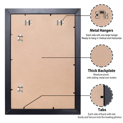 All Sizes Picture Frame, With or Without Mat, Stable and Sturdy Frame and Polished Plexiglass, Horizontal and Vertical Hanging