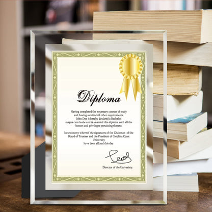 8.5x11 Picture Frame Glass Certificate Document Frame for Tabletop Display