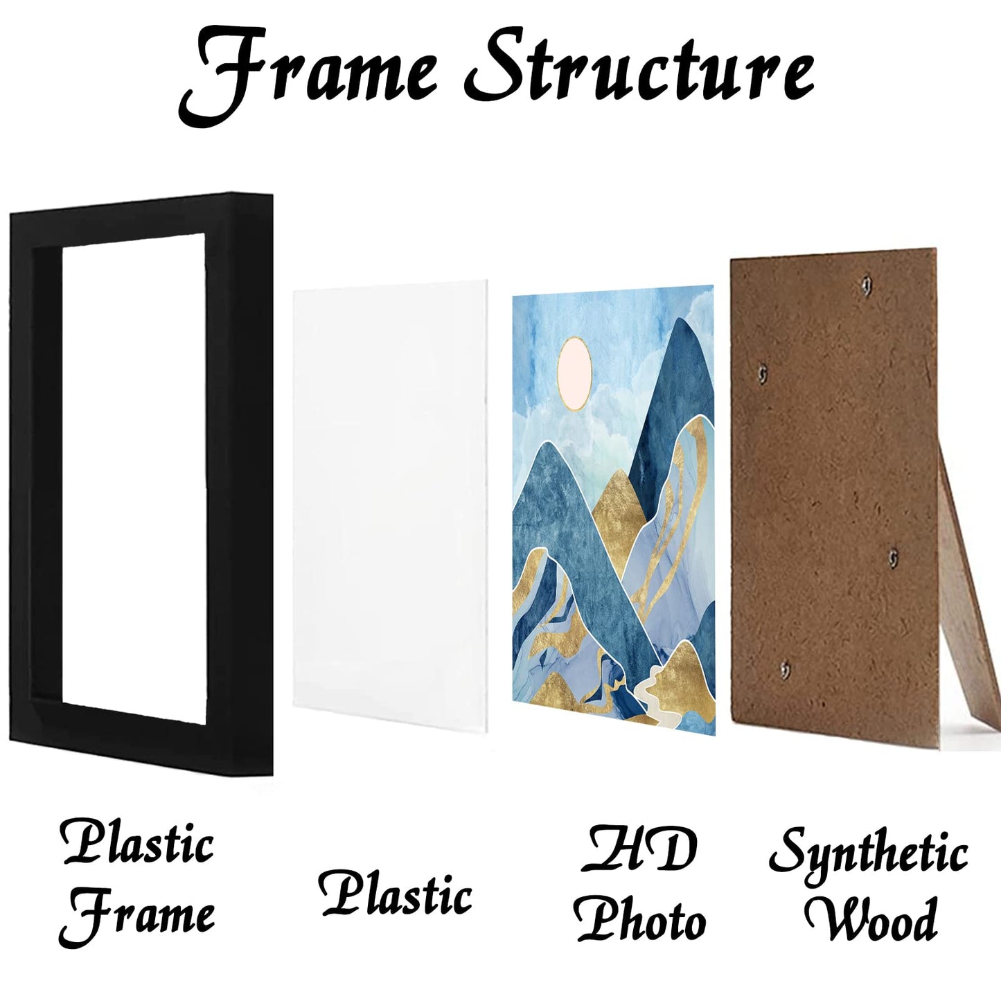 Picture Frame for Photo Poster Canvas Certificate Document Display Horizontally or Vertically High Transparent Wall Gallery