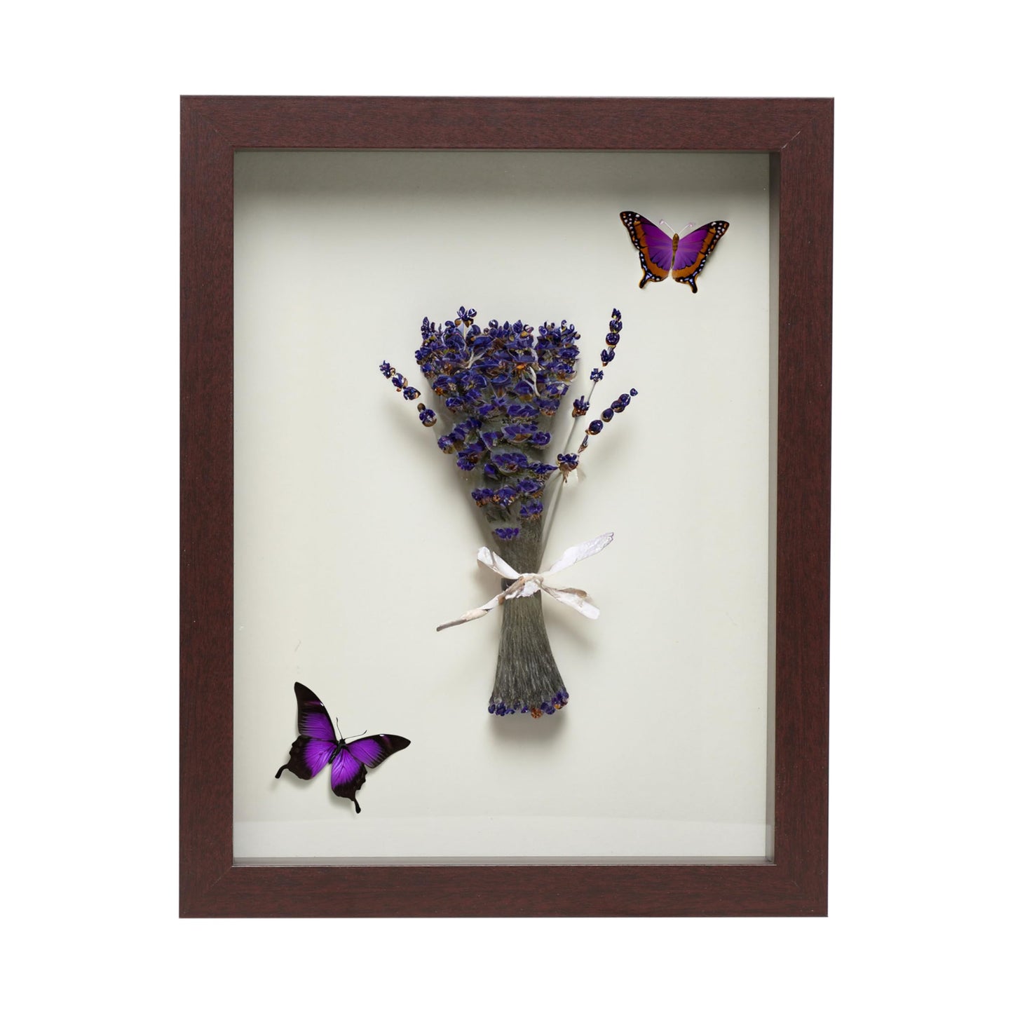 Wooden Shadow Box Frame – Display Case with Soft Felt Back, Memory Box with Tempered Glass, Elegant White Ball Push Pins