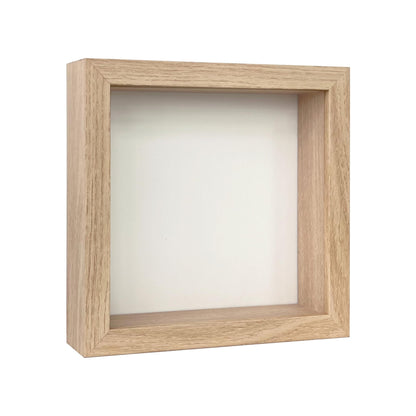 Wooden Shadow Box Frame – Display Case with Soft Felt Back, Memory Box with Tempered Glass, Elegant White Ball Push Pins