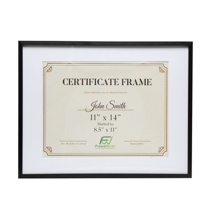 11”x14” Matted to 8.5”x11” – Deluxe Brass Gold Aluminum Contemporary Diploma Frame with Tempered Glass and Removable Mat