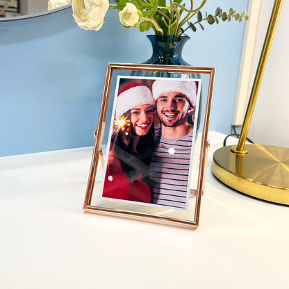 Gold Floating Frame Tabletop Shelf Photo Frames