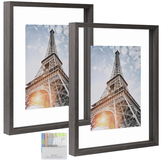 Floating Frame Set of 2, Double Glass Rustic Photo Frame for Wall Hanging or Tabletop, Display 4x6 or 3x5 Photo for Floating Effect