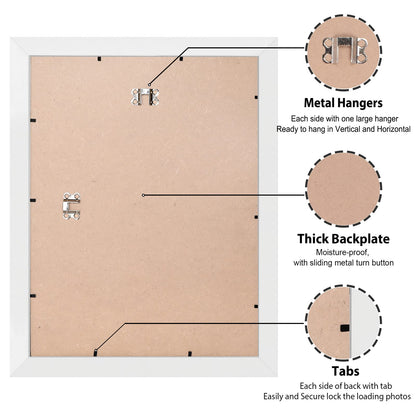 All Sizes Picture Frame, With or Without Mat, Stable and Sturdy Frame and Polished Plexiglass, Horizontal and Vertical Hanging