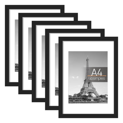 Picture Frame Set of 5, Display Pictures with Mat Without Mat, Wall Gallery Photo Frames