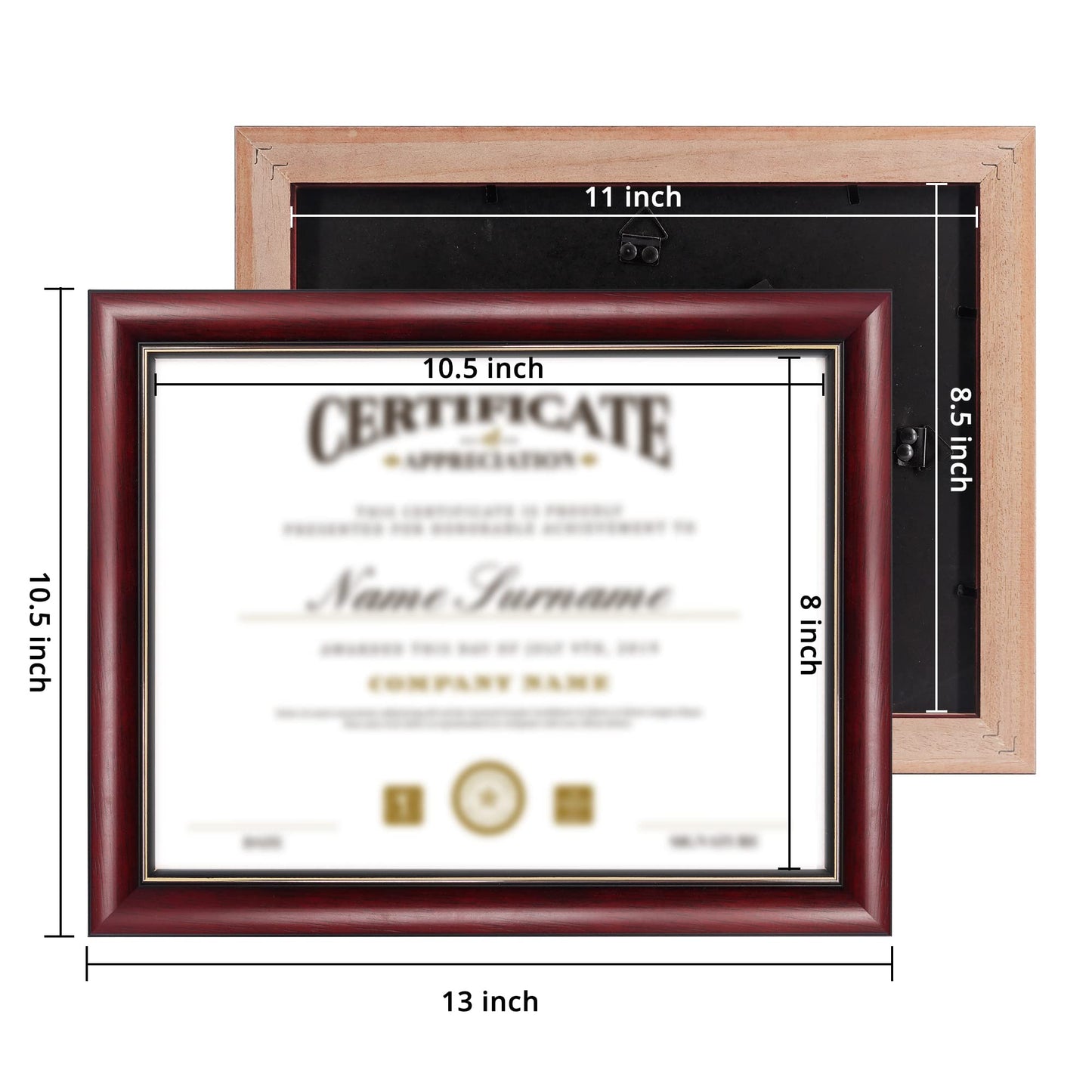 11x14 Diploma Frame 15x18 Certificate without Mat, Solid Wood & UV Protection Acrylic, Cherry Finish