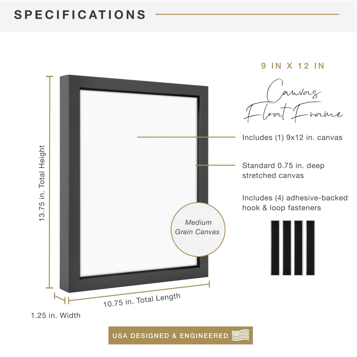 Floating Canvas Frame, Art Frames for Canvas Paintings with Adhesive Fasteners and Hanging Hardware