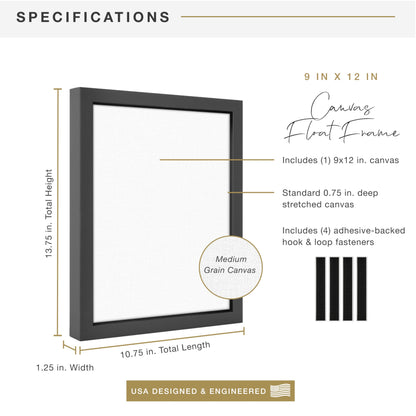 Floating Canvas Frame, Art Frames for Canvas Paintings with Adhesive Fasteners and Hanging Hardware