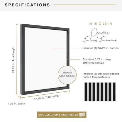 Floating Canvas Frame, Art Frames for Canvas Paintings with Adhesive Fasteners and Hanging Hardware