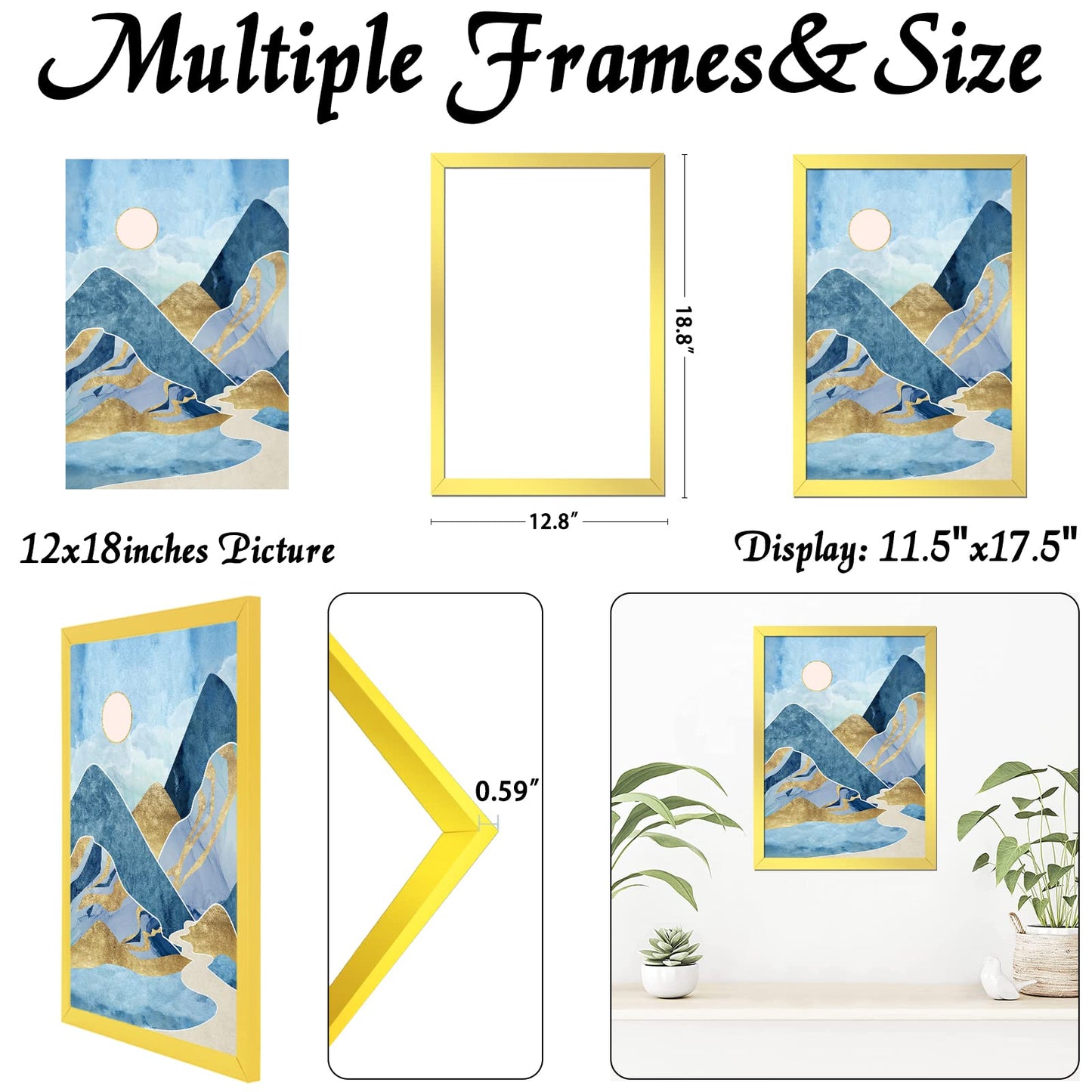 Picture Frame for Photo Poster Canvas Certificate Document Display Horizontally or Vertically High Transparent Wall Gallery